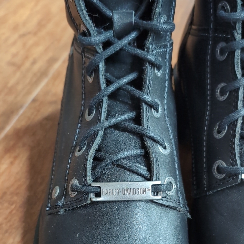 Harley-Davidson Black Leather Combat Boots - Picture 3 of 10